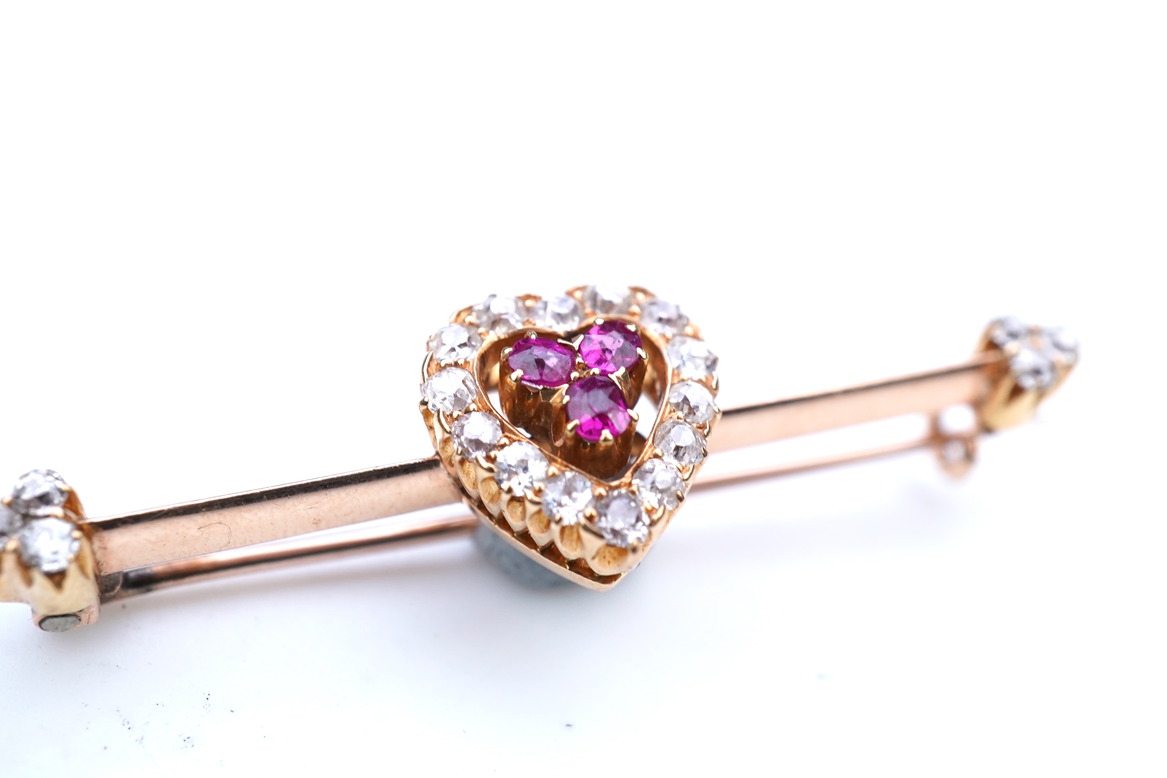 An Edwardian ruby and diamond brooch